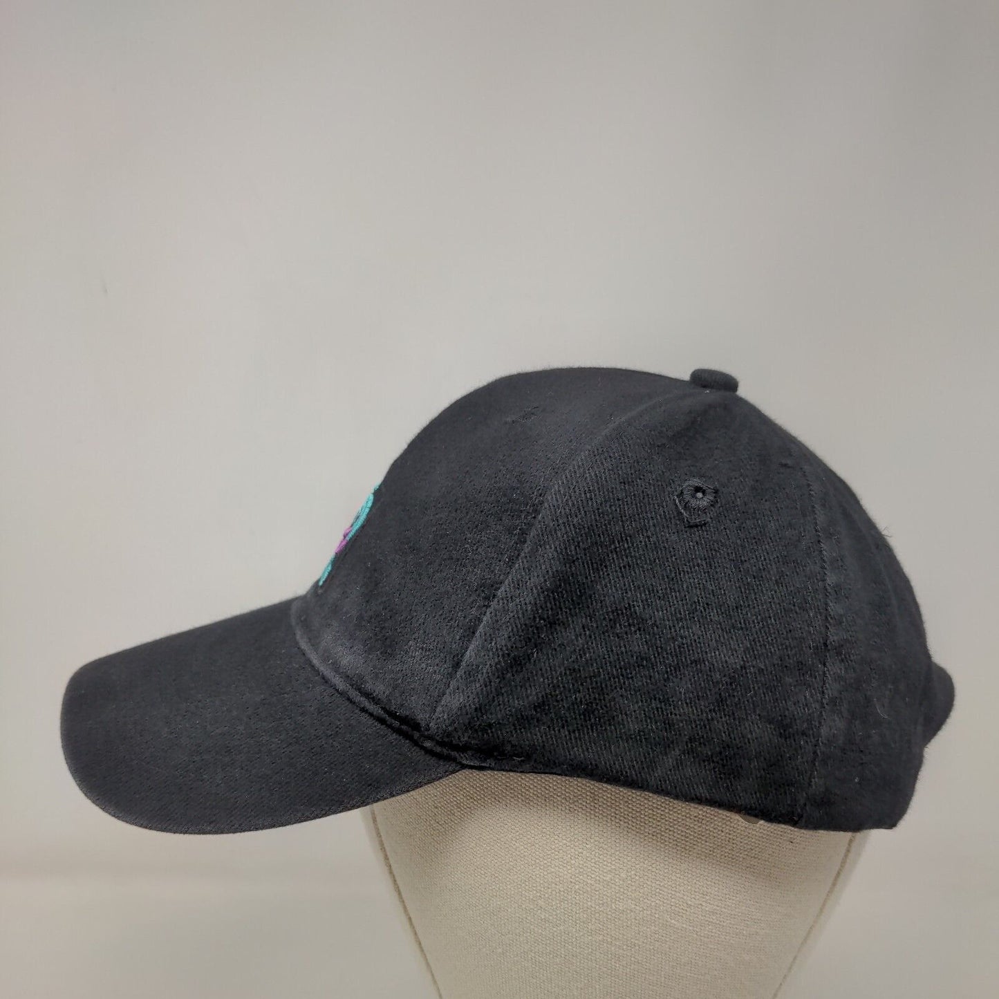 Zain Slideback Hat Black One Size Embroidered Adjustable Vent Holes