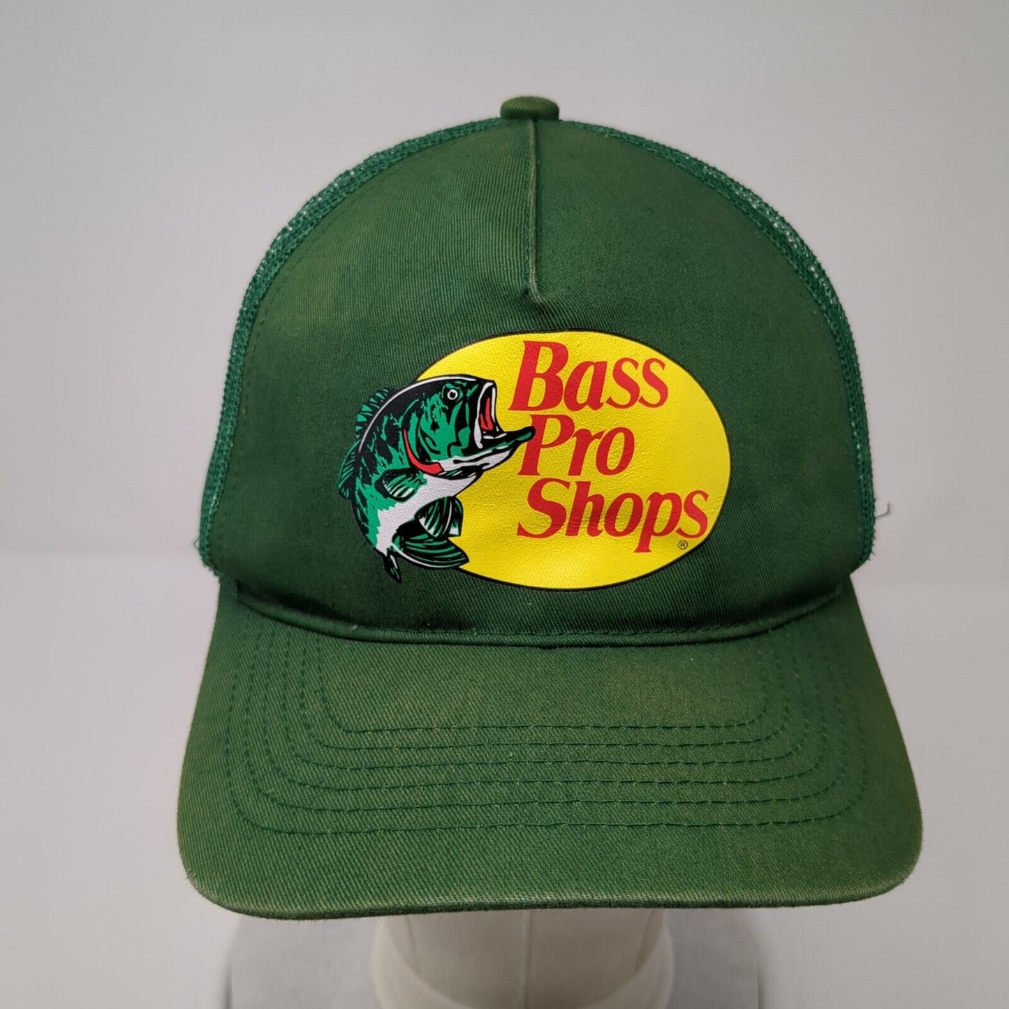 Bass Pro Shops Snapback Trucker Hat Green OS Adjustable Mesh Back Gone Fishing
