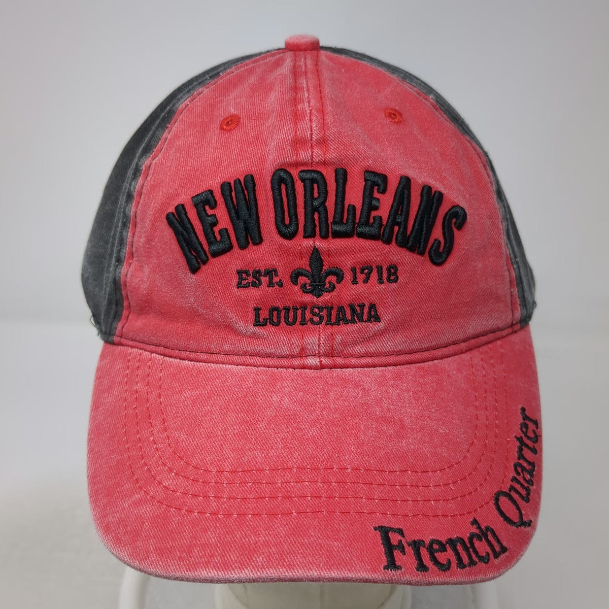 Lucky 7 Baseball Cap Red Black One Size New Orleans French Quarter Strapback Hat