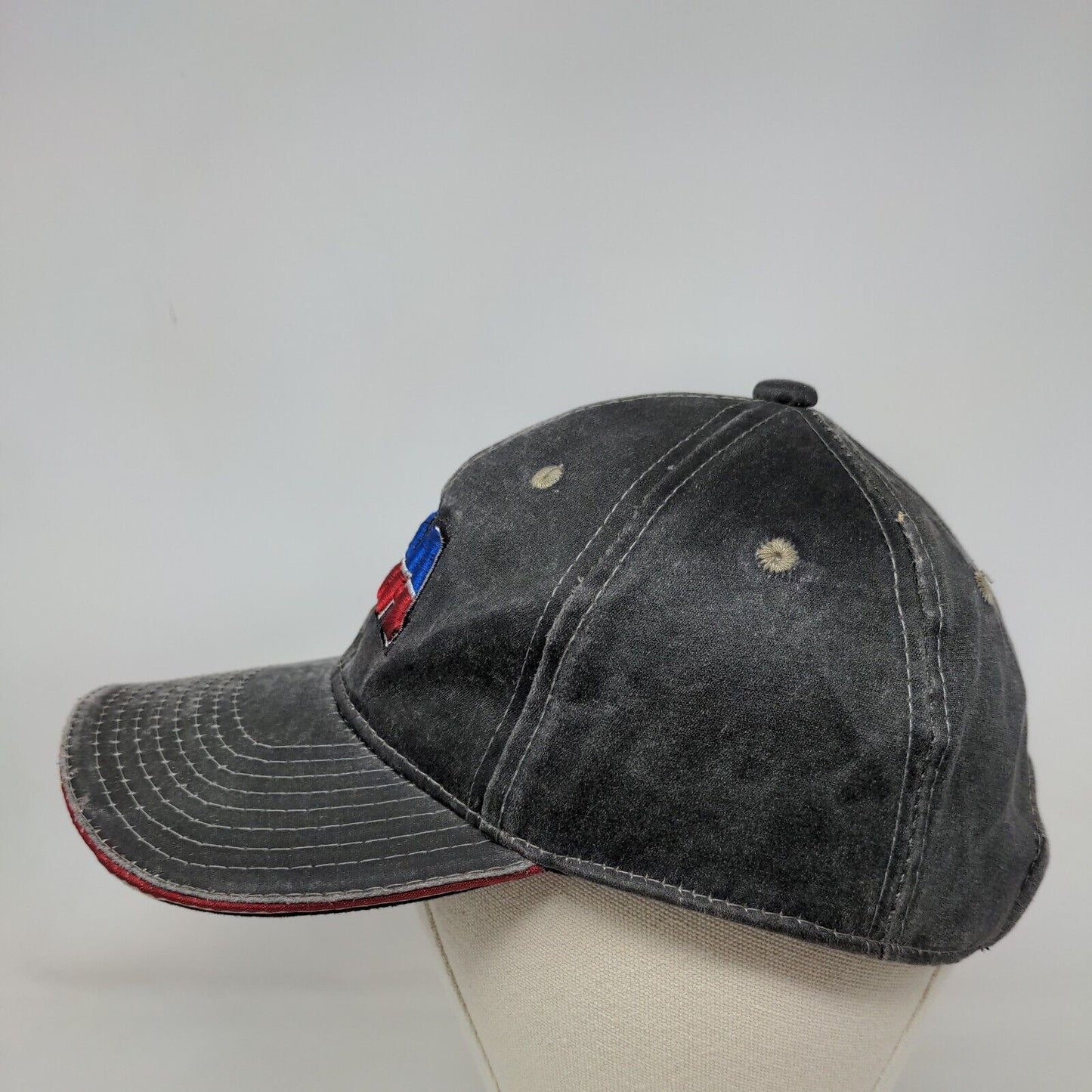 USA Strapback Hat Black OSFM Adjustable Embroidered Patriotic 6 Panel