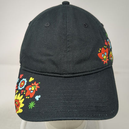 Disney Baseball Cap Black One Size Floral Embroidery Hidden Mickey Mouse Hat