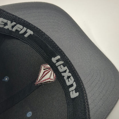 Volcom Baseball Cap Gray Black XL Flexfit Stone Logo Embroidered Hat Structured