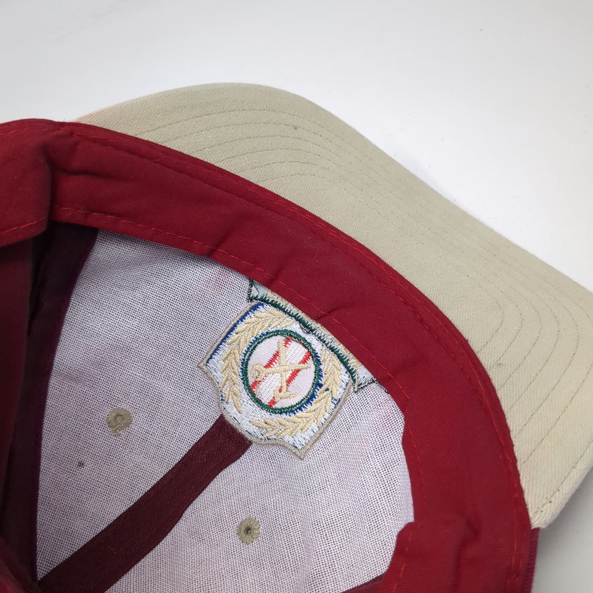 Craftsman Baseball Cap Red Beige One Size Cotton Embroidered Logo Slideback Hat