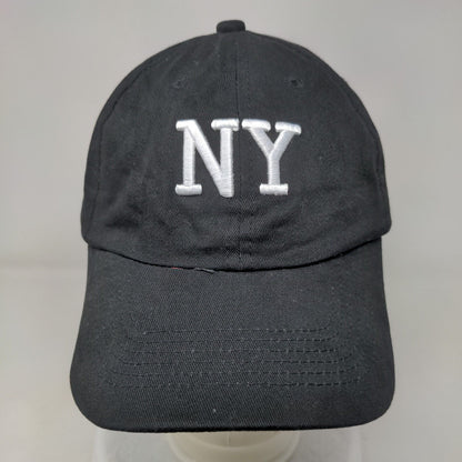 NY Slideback Hat Black One Size Embroidered Adjustable Solid 6 Panel