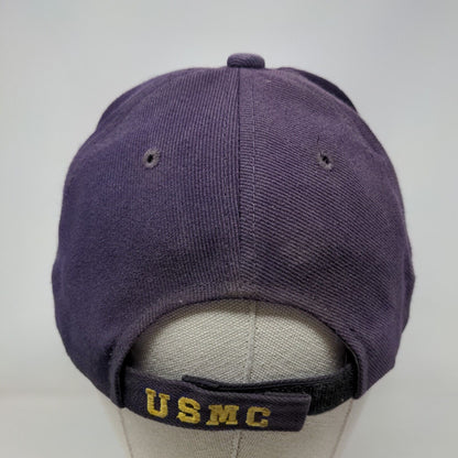 USMC Bulldog I Can't Hear You Strapback Hat Purple OSFA Embroidered