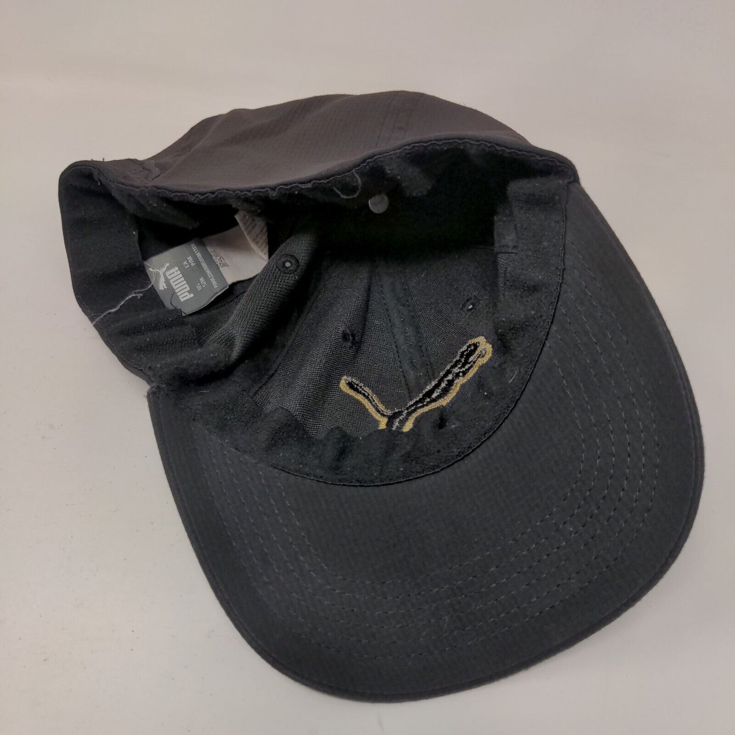 PUMA Fitted Hat Black Small/Medium Embroidered Logo 6 Panel Vent Holes