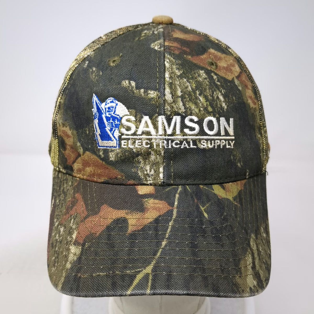 Port Authority Baseball Cap Green One Size Camo Mesh Back Strapback Samson Hat