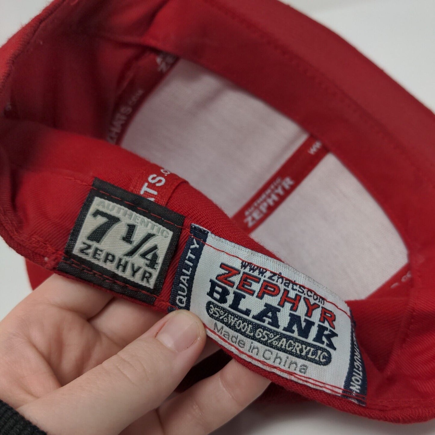 Zephyr Blank Fitted Hat Red 7 1/4 Solid High Crown Vent Holes 6 Panel