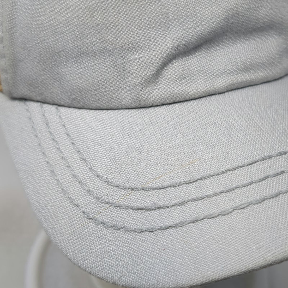 Roxy 5 Panel Gray Hat OSFM Woven Straw Back Floral Under Brim Strapback Patch