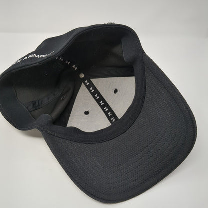 Under Armour Fitted Hat Black M/L Embroidered Vented Holes 6 Panel Polyester