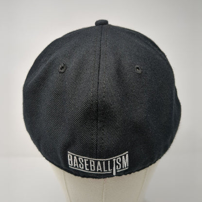 Baseballism Fitted Hat Black 7 1/2 Embroidered Logo Solid 6 Panel