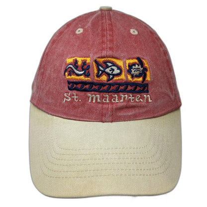 Island Activewear Baseball Cap Red One Size Hat St. Maarten Fish Turtle Lizard