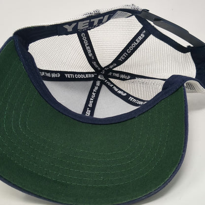 YETI Trucker Hat Blue One Size Snapback Coolers Mesh Green Underbrim Cotton