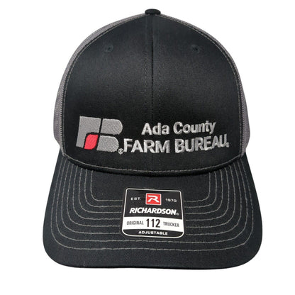 Ada County Farm Bureau Snapback Trucker Hat Black One Size Mesh Back