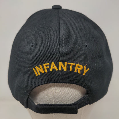 US Army Infantry Strapback Hat Black One Size Adjustable Embroidered 6 Panel