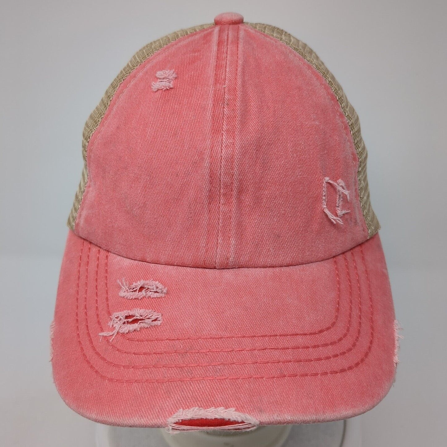 C.C Exclusives Strapback Trucker Hat Multi One Size Ponytail Distressed