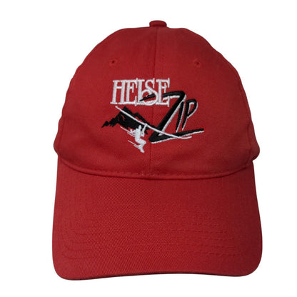Heise Zip Strapback Hat Red OSFA Adjustable Embroidered Solid 6 Panel