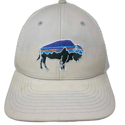 Patagonia Trucker Hat Gray One Size Mesh Back Embroidered Bison Mountain Logo