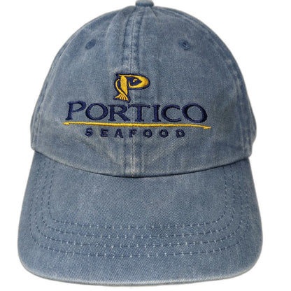HTT Baseball Cap Blue One Size Portico Seafood Fish Logo Adjustable Cotton Hat