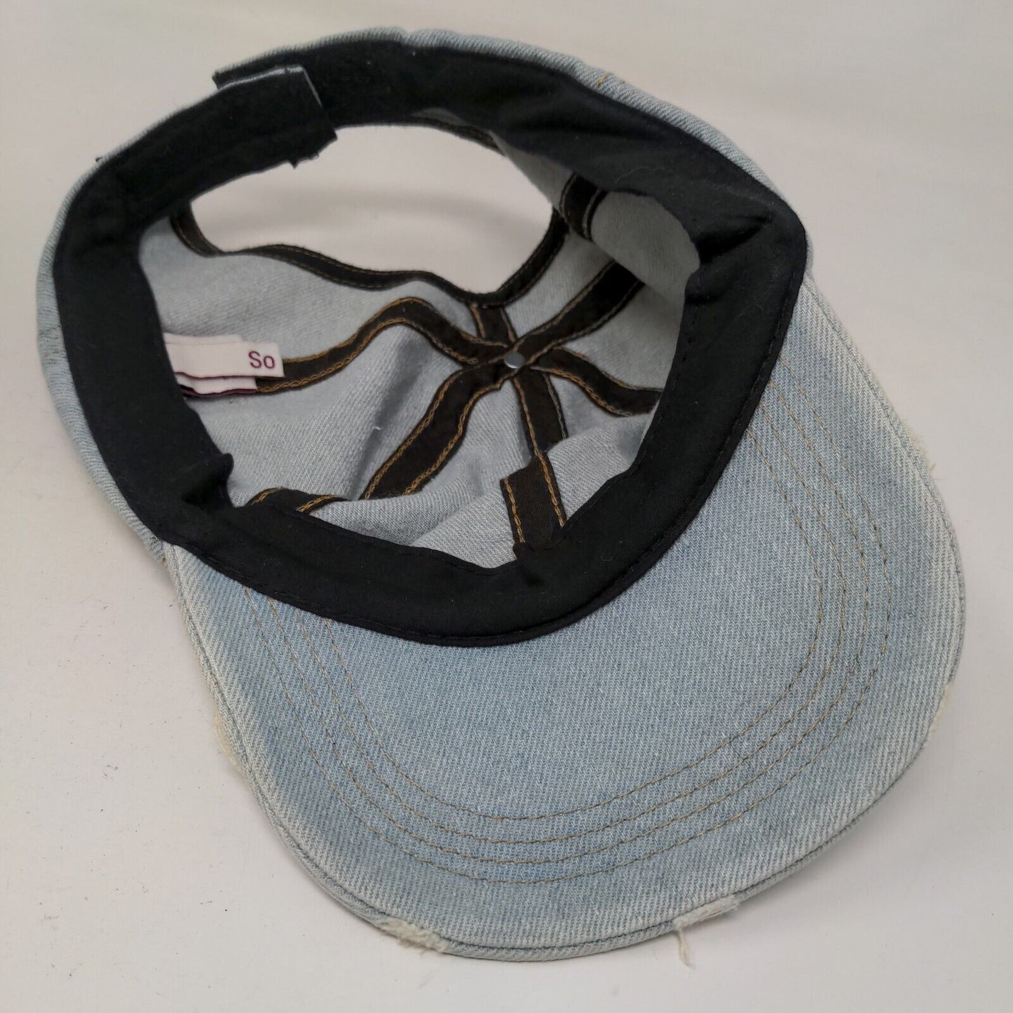 Sonoma Women's Denim Hat Strapback Blue Distressed Cotton Blend