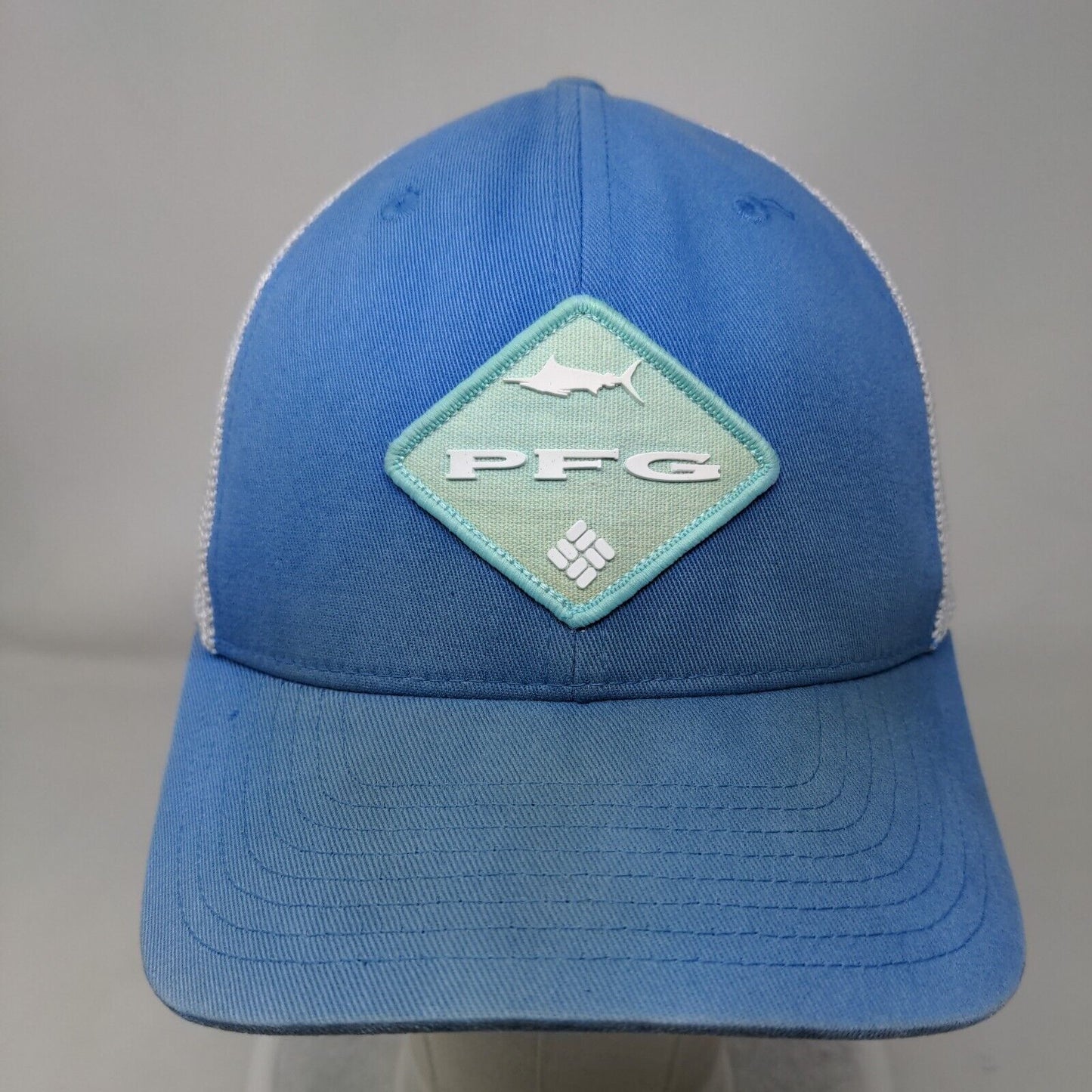 Columbia PFG Patch Fitted Mesh Back Trucker Hat Blue S/M Colorblock
