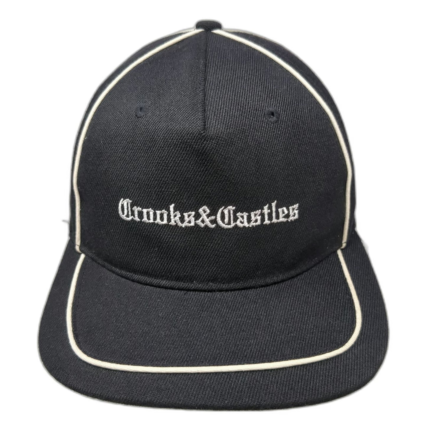 Crooks & Castles Snapback Black One Size Hat Contrast Piping Embroidered Logo
