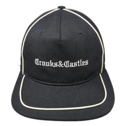 Crooks & Castles Snapback Black One Size Hat Contrast Piping Embroidered Logo