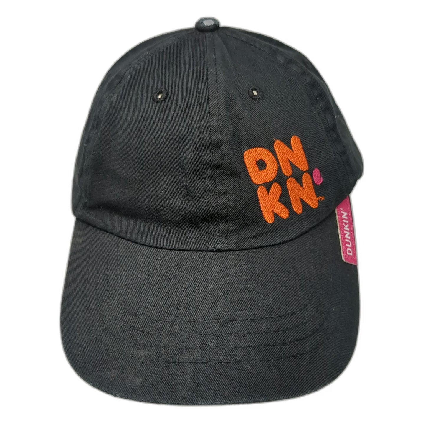 Dunkin' Baseball Cap Black One Size DNKN Embroidered Logo Pink Tab Strapback Hat