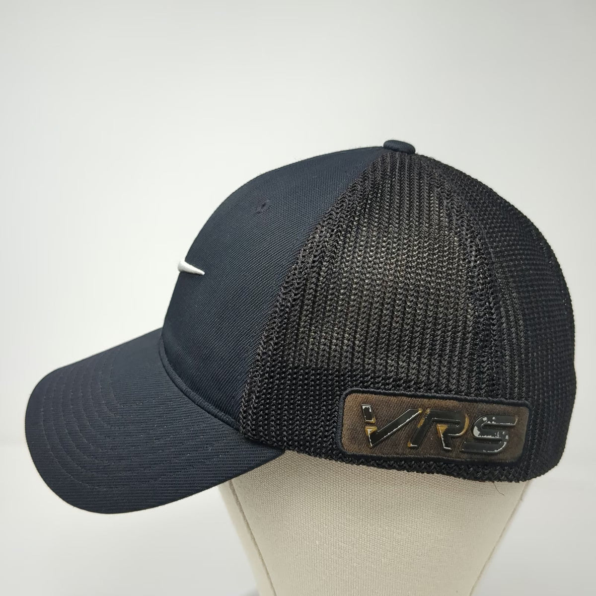 Nike Baseball Cap Black One Size Fitted Mesh Back Flexfit VRS RZN Swoosh Hat