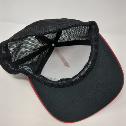 Fox Fitted Mesh Back Trucker Hat Red L/XL Stretch Flexfit Colorblock