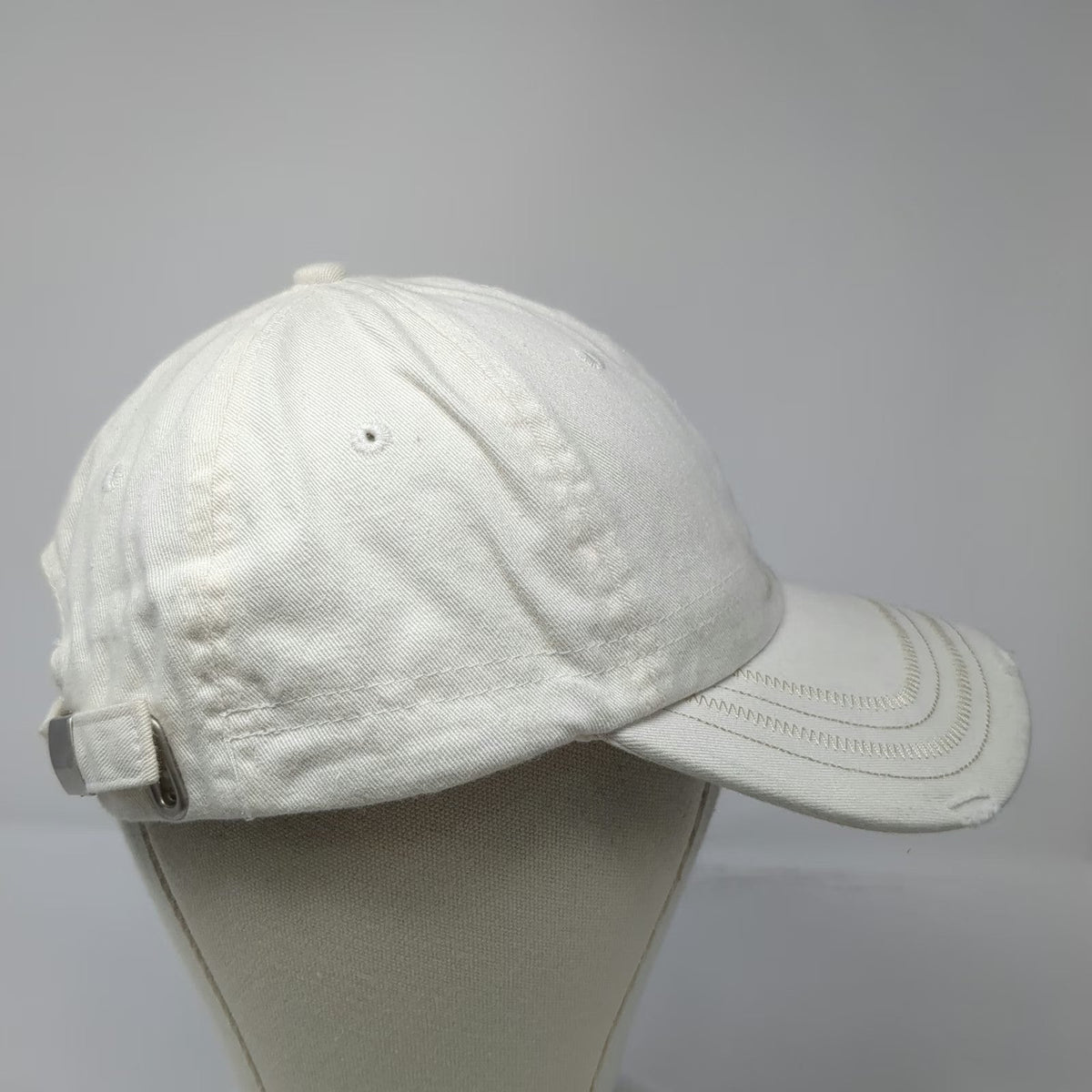 Jägermeister Baseball Cap White OSFM Distressed Brim Adjustable Embroidery Hat