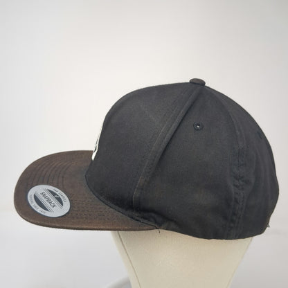 Volcom Snapback Black One Size Hat Embroidered Stone Logo Flat Brim 6 Panel