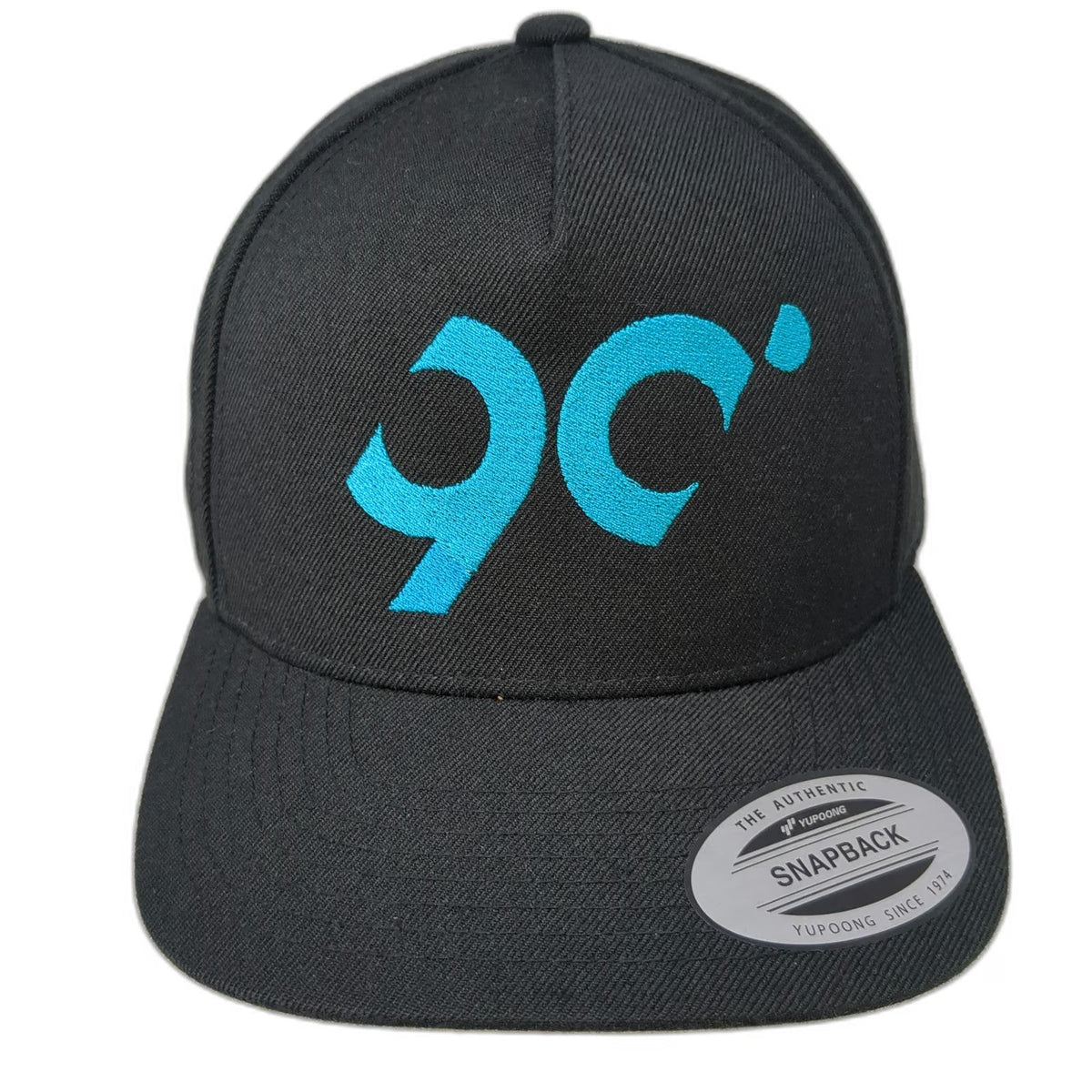 Yupoong 5 Panel Black Hat OSFM Latitude 90 Snapback Flat Brim Green Underbill