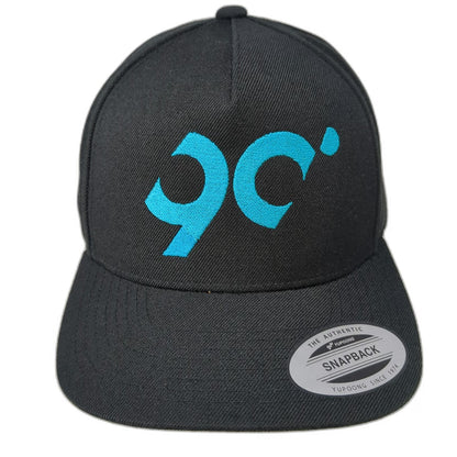 Yupoong 5 Panel Black Hat OSFM Latitude 90 Snapback Flat Brim Green Underbill
