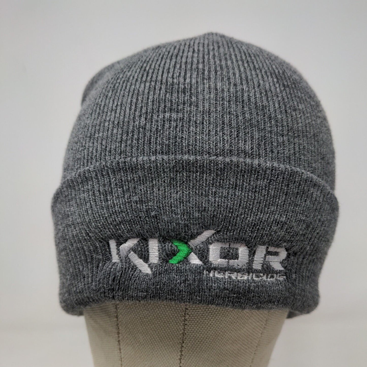 Kixor Herbicide Men's Knit Beanie Hat Cap Gray 100% Acrylic Embroidered Logo