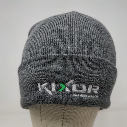 Kixor Herbicide Men's Knit Beanie Hat Cap Gray 100% Acrylic Embroidered Logo