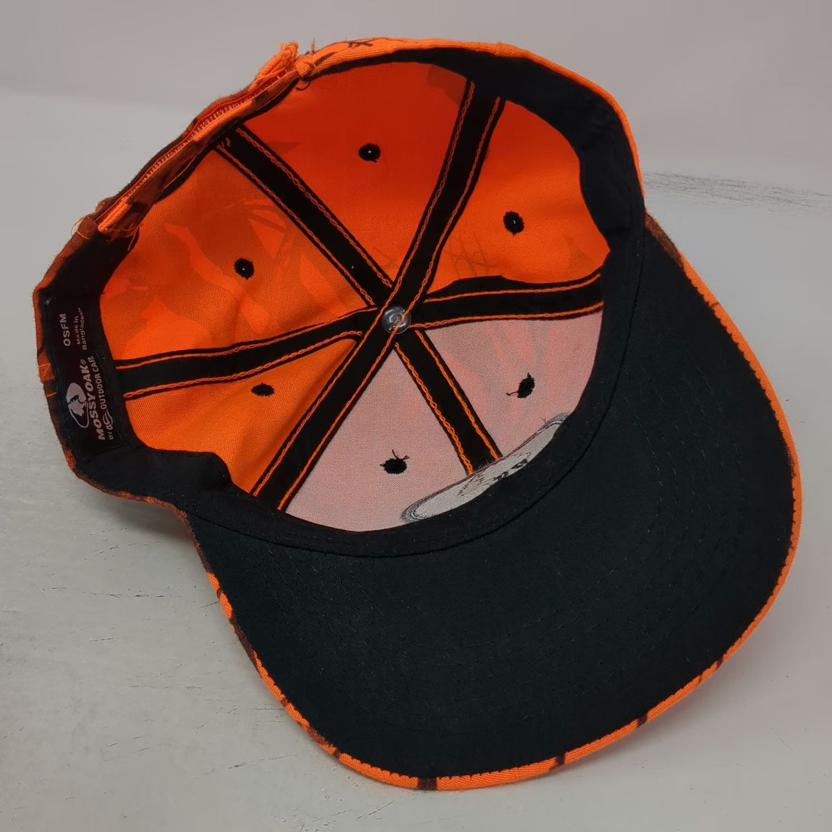 Mossy Oak Baseball Cap Orange Camo One Size Strapback Hunting Outdoor Logo Hat