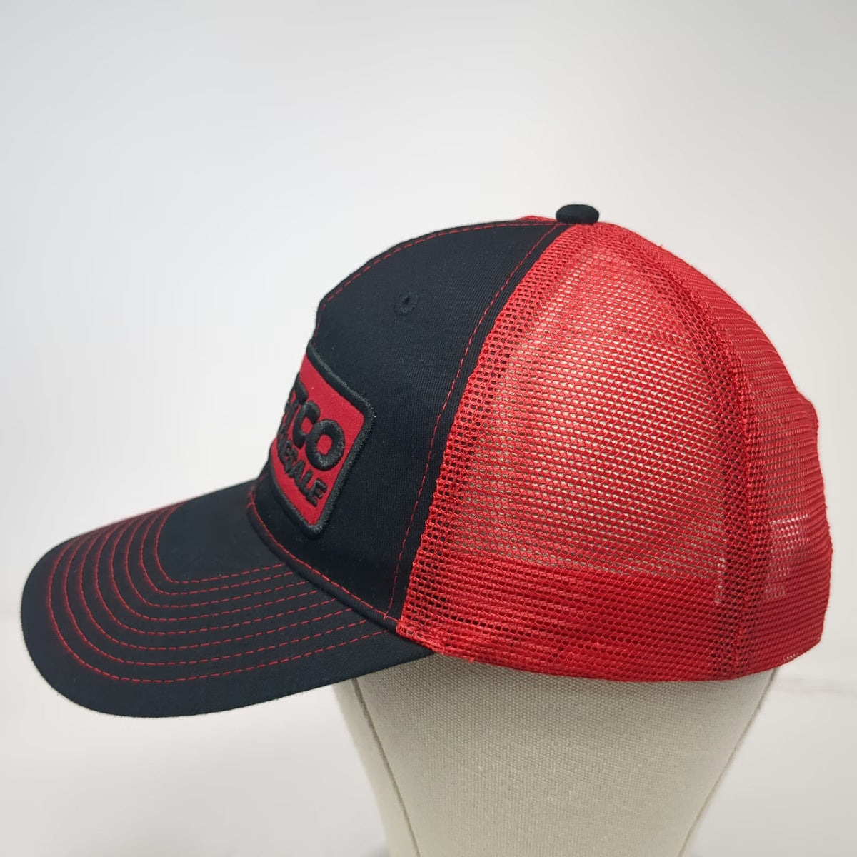 Bamko Costco Wholesale Black Red Trucker Hat One Size Mesh Back Snapback