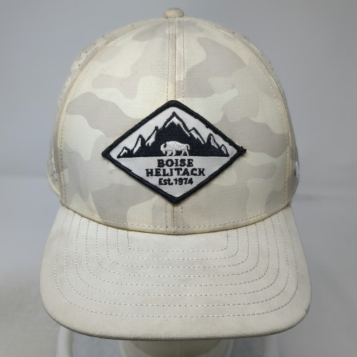Melin Trucker Hat Beige L Boise Helitack Patch Mesh Back Snapback Hydro Camo