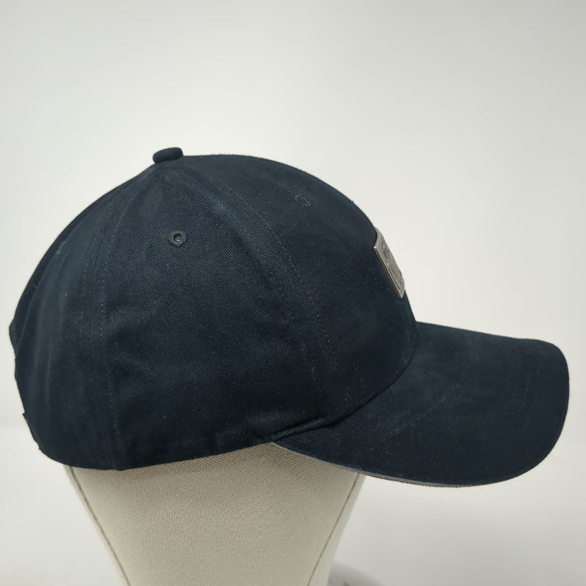 Caterpillar Baseball Cap Black OSFM Metal Logo Plate Reflective Strapback Hat