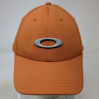 Oakley Baseball Cap Orange M Stretch Fit Curved Brim Hat Raised Metallic Logo