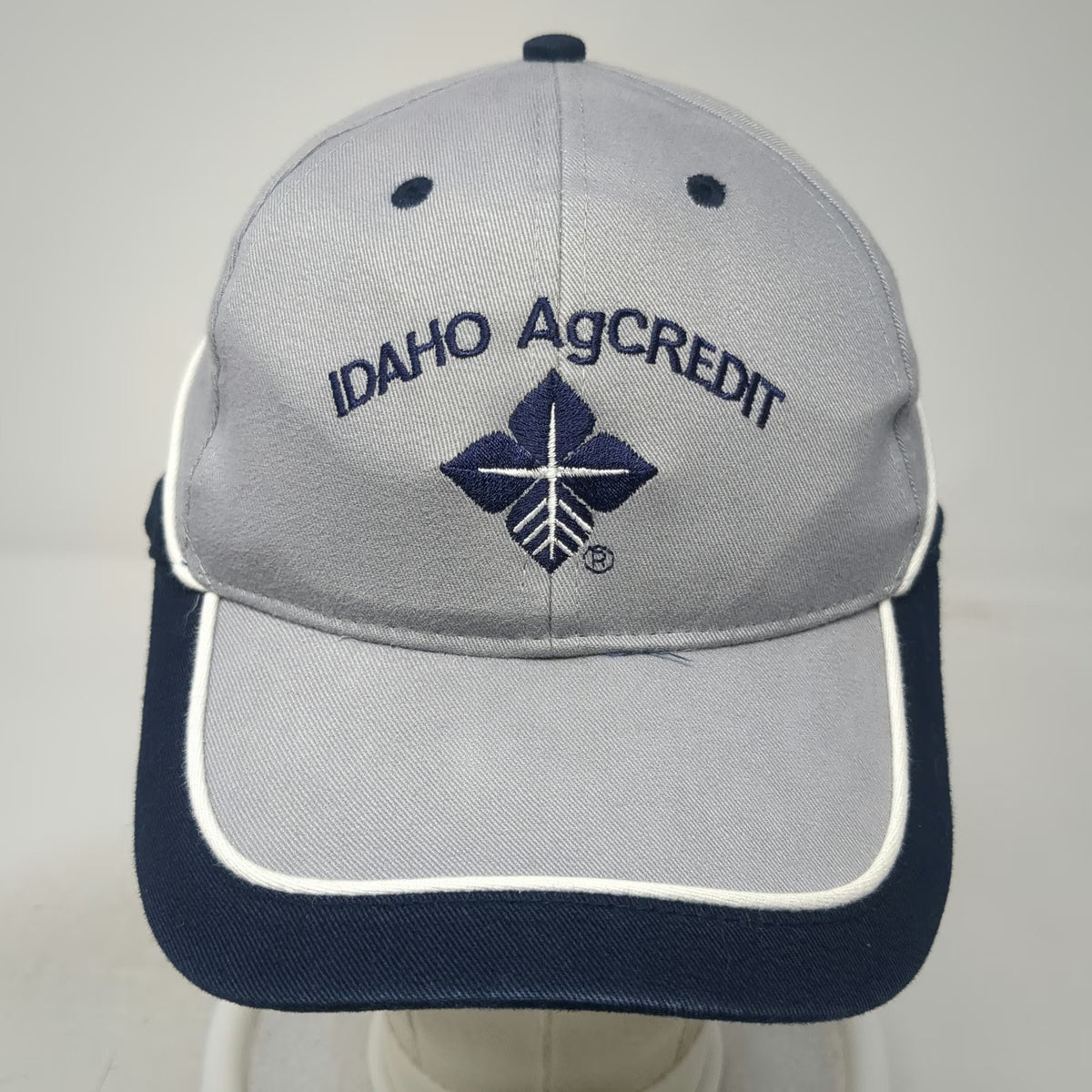 OTTO Baseball Cap Gray Blue OSFM Idaho AgCredit Slideback Hat Contrast Piping