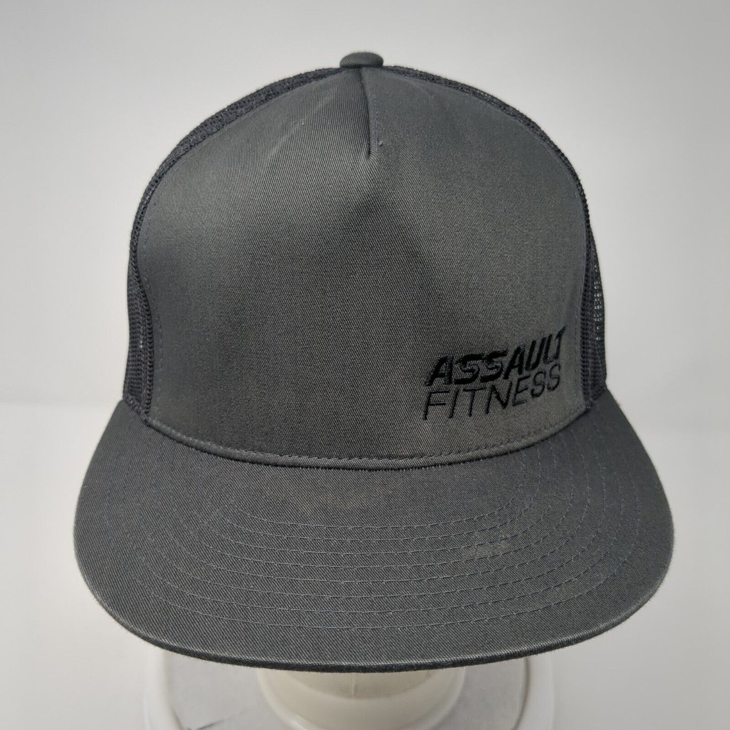 Assault Fitness Snapback Trucker Hat Gray OS Adjustable Mesh Classics Yupoong