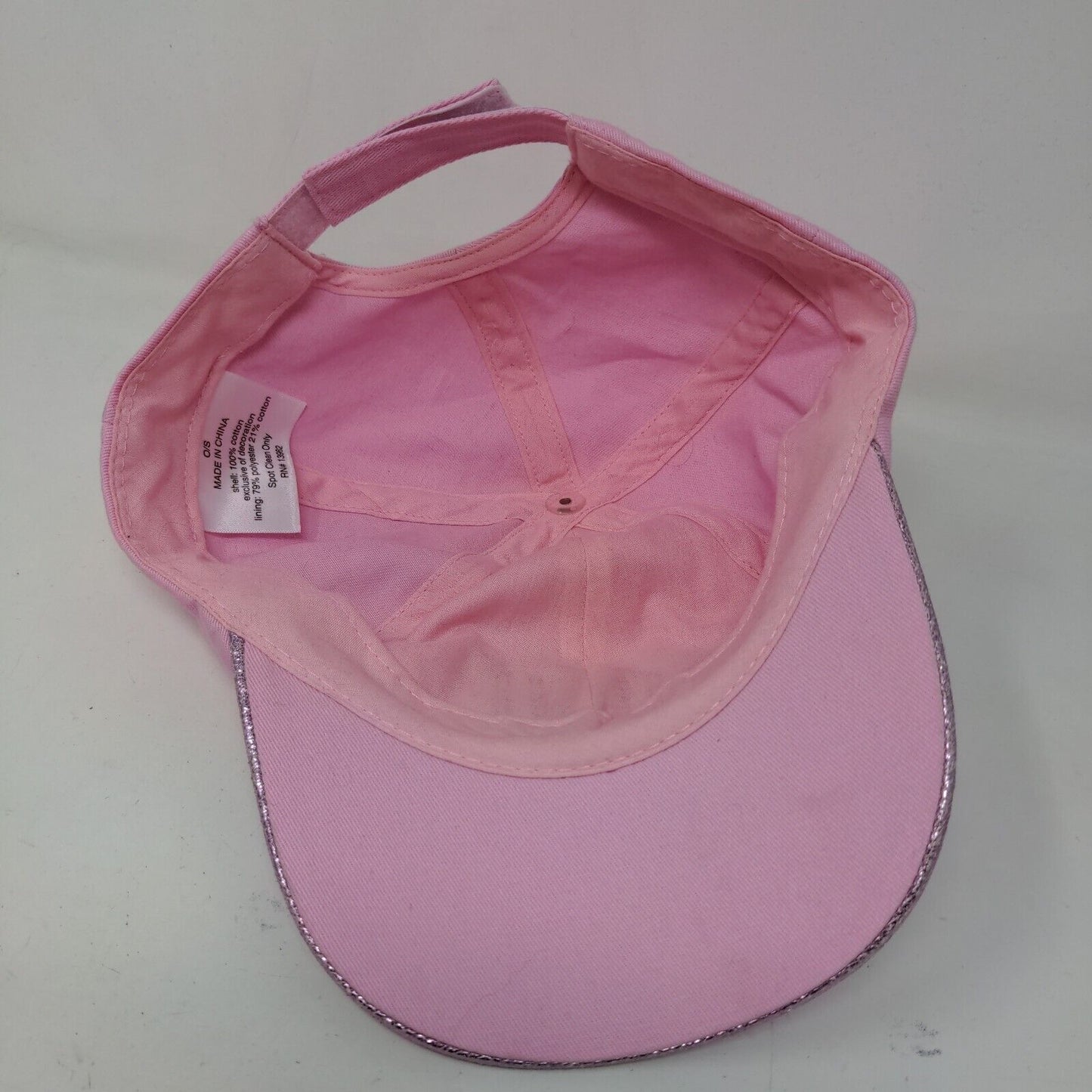 Unbranded Women's Strapback Hat Pink Size OS Shiny LOVE Logo 100% Cotton