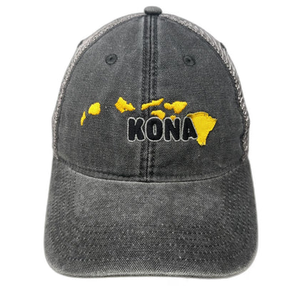 Legacy Trucker Hat Gray One Size Kona Hawaii Islands Map Snapback Mesh