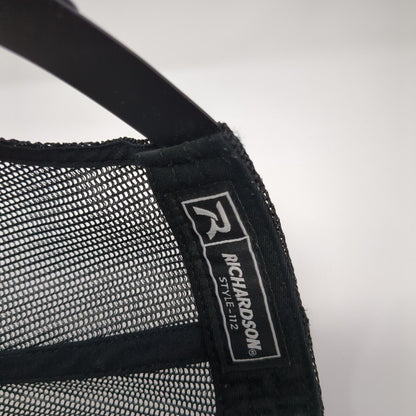 Richardson Snapack Mesh Back Trucker Hat Black One Size Logo Embroidered