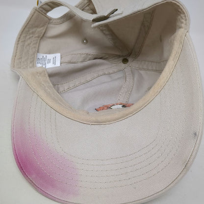 Life is Good Baseball Cap Beige One Size Daisy Flower Pink Spray Effect Hat