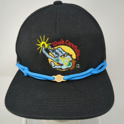 Findlay Snapback Hat Black One Size Wish Carefully Graphic Blue Rope Flat Brim