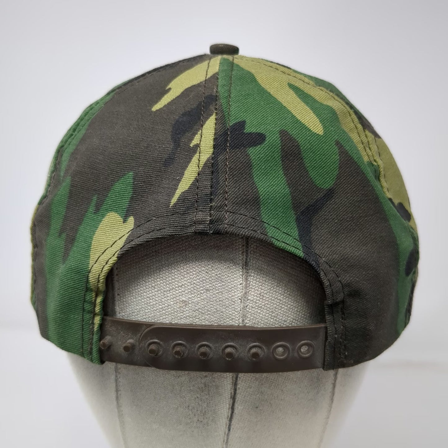 Trucker Green Camo Ranger Hat OS Snapback Made in USA Woodland Military Vintage