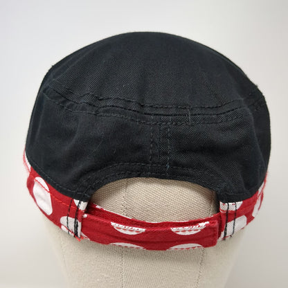 Disney Parks Army Cap Black Red White One Size Polka Dot Bow Rhinestone Hat